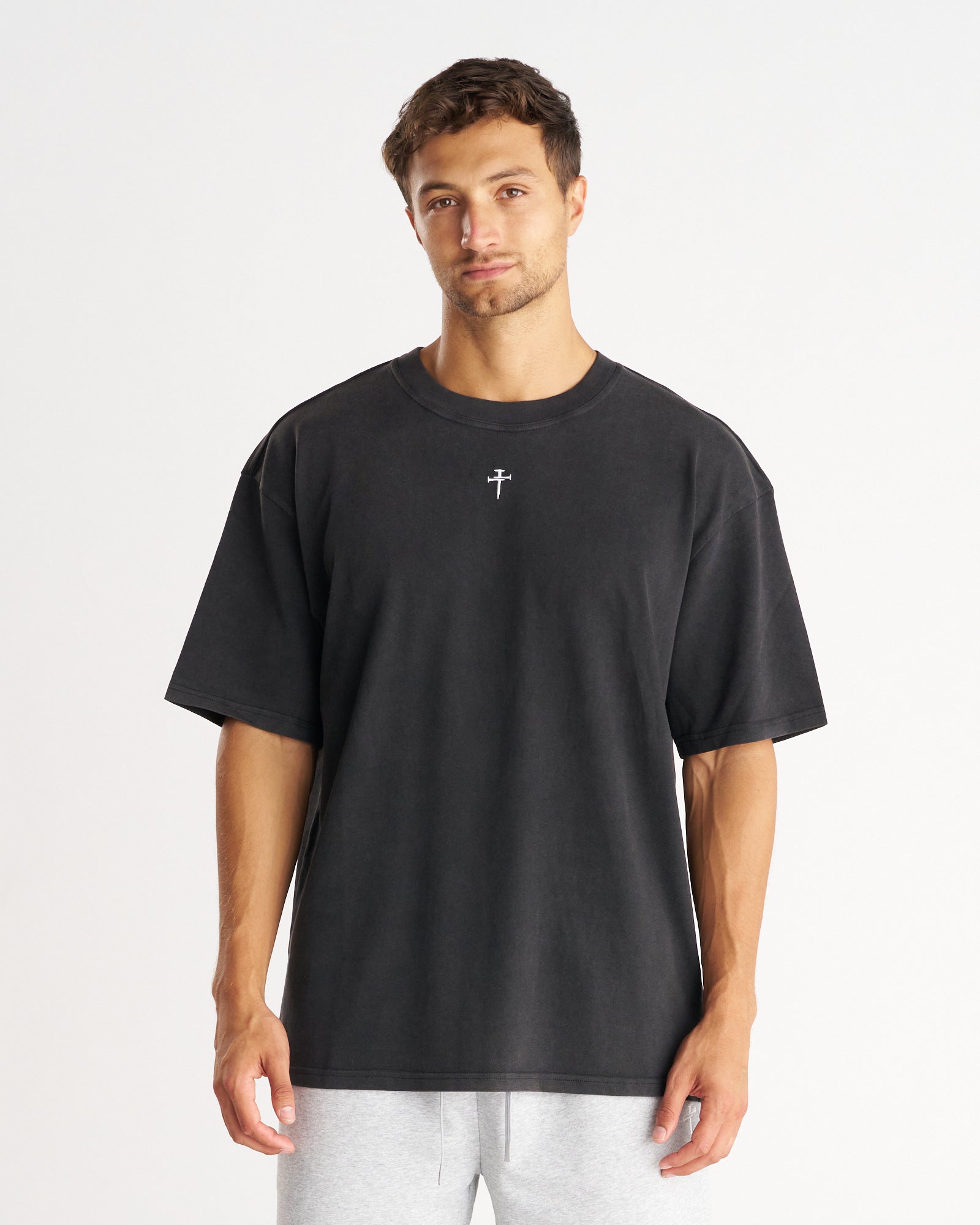 Heavyweight Cotton Oversized Tee "FHG" - Acid Wash